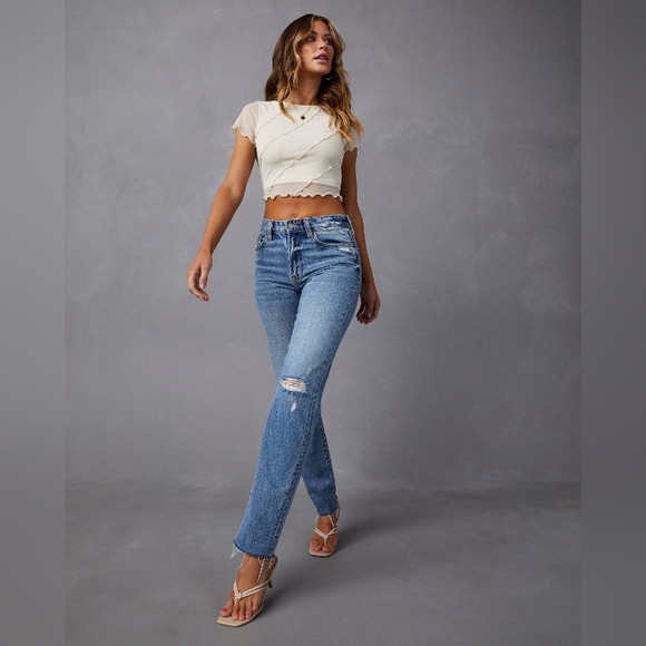 Sharpae Highrise Distressed denim - Picture 1 of 5